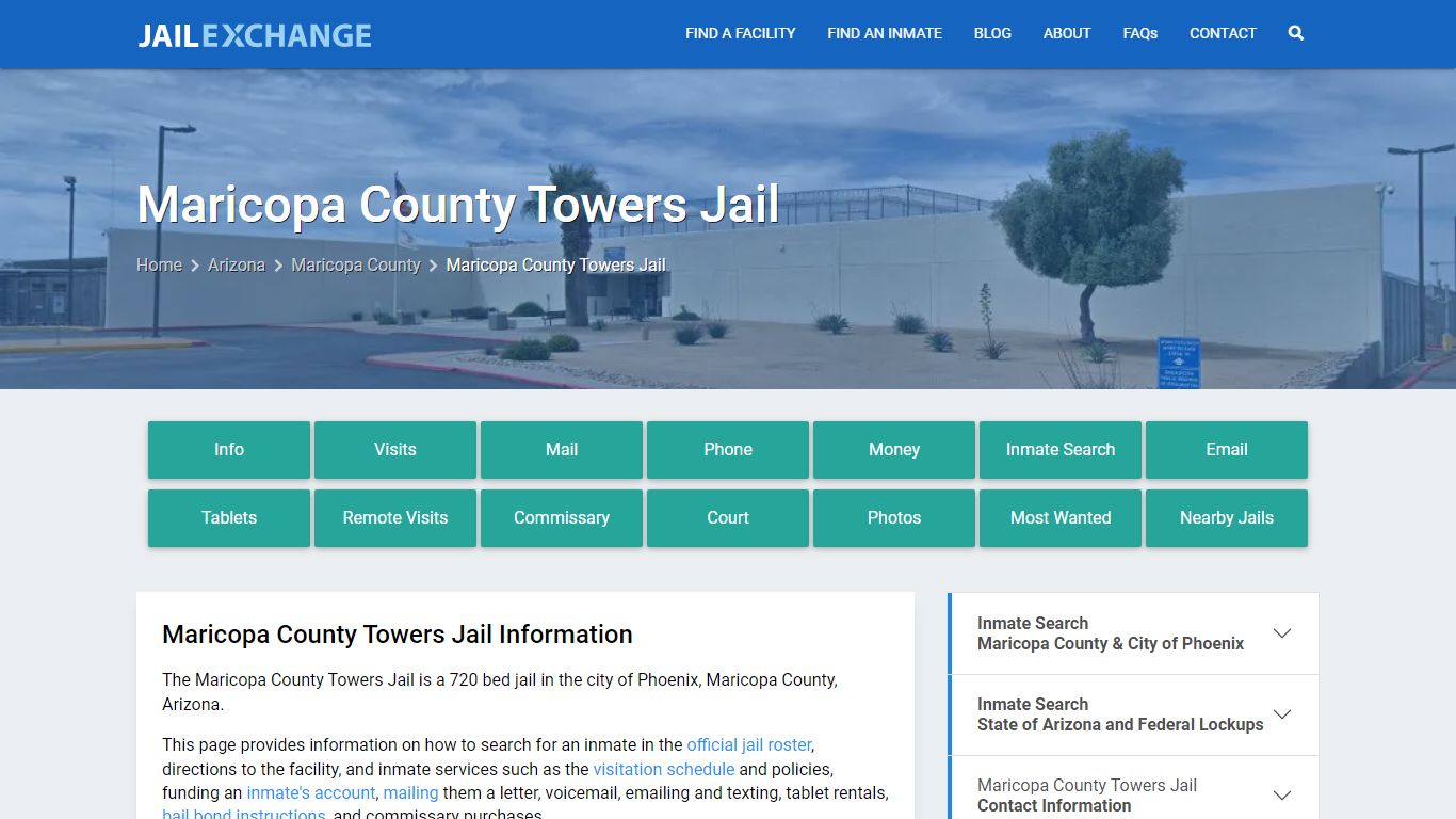 Maricopa County Towers Jail, AZ Inmate Search, Information